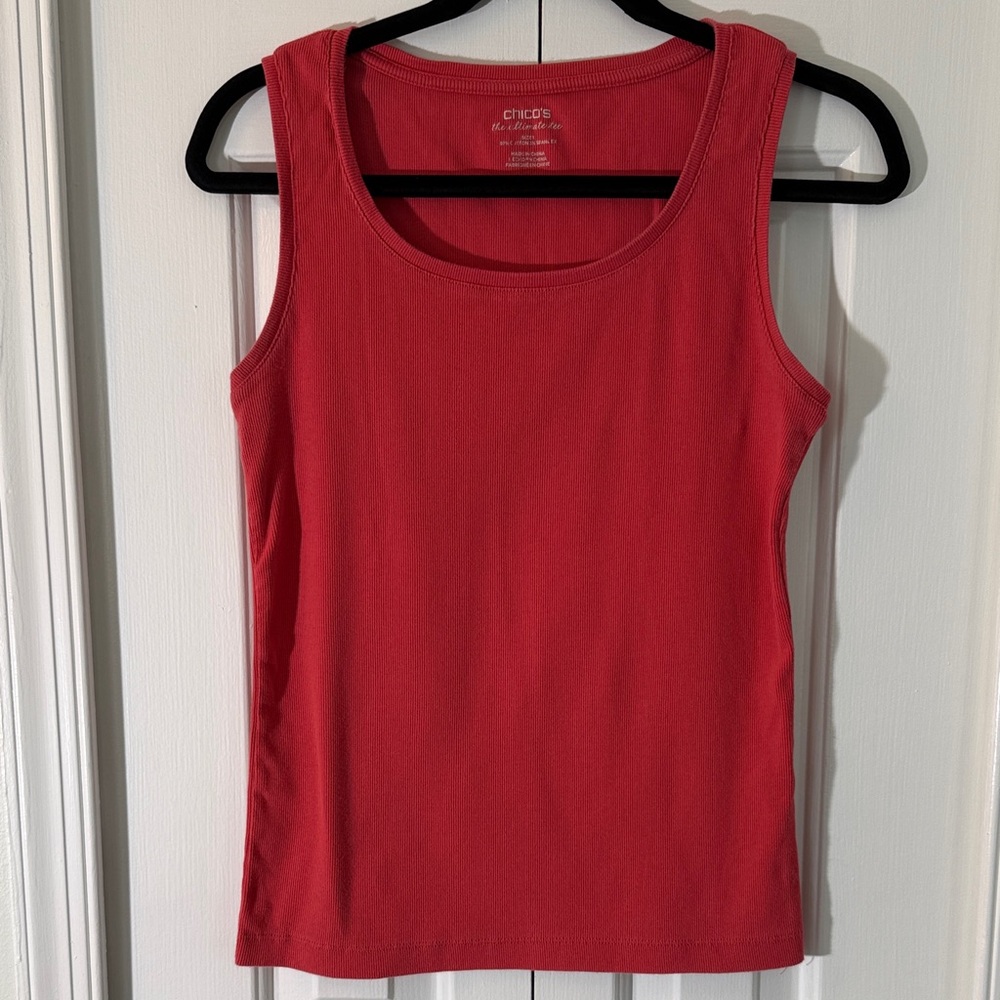 Chico’s Coral/Salmon Women's Ribbed Tank Top Size 1